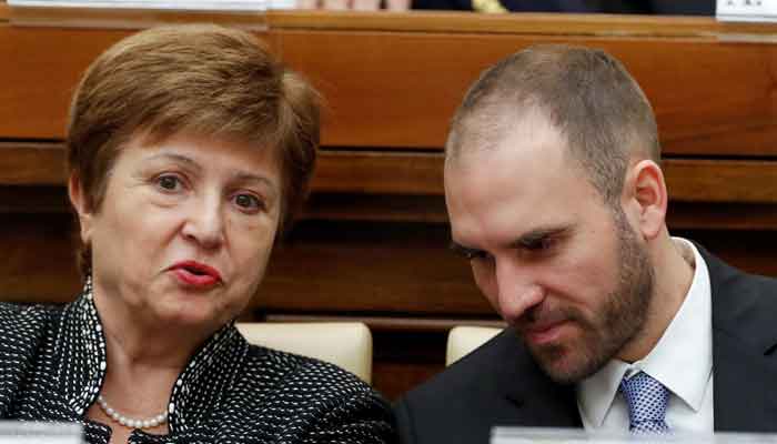 IMF Managing Director Kristalina Georgieva and Argentinas Economy Minister Martin Guzman attend a conference hosted by the Vatican on economic solidarity, at the Vatican, February 5, 2020. — Reuters
