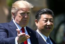 President Donald Trump (L) and Chinas President Xi Jinping chat as they walk along the front patio of the Mar-a-Lago estate after a bilateral meeting in Palm Beach, Florida. — Reuters