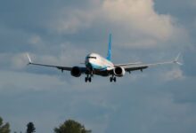 A Boeing 737 MAX 8, the second jet intended for use by a Chinese airline to be returned to its manufacturer, lands at Boeing Field, as trade tensions escalate over US tariffs with China, in Seattle, Washington, US, on April 22, 2025. —Reuters