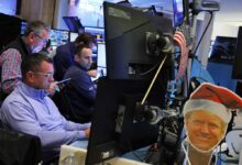 Traders on the floor of the New York Stock Exchange on April 09, 2025. Photo: Getty Images via Agence France-Presse.