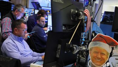 Traders on the floor of the New York Stock Exchange on April 09, 2025. Photo: Getty Images via Agence France-Presse.