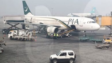 A Pakistan International Airlines (PIA) plane at Allama Iqbal International Airport in Lahore,  January 29, 2024. — Reuters