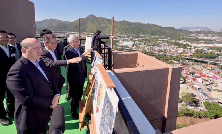 Financial Secretary Paul Chan Mo-po leads a delegation of Beijing officials to view the plans for Northern Metropolis in November 2024. Photo: Handout