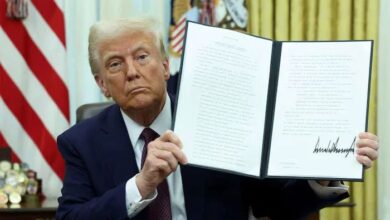 US President Donald Trump holds a signed executive order on AI, in the Oval Office of the White House, in Washington, US, January 23, 2025. — Reuters