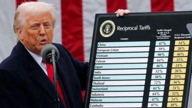 US President Donald Trump holds up a chart of reciprocal tariffs while speaking during a “Make America Wealthy Again” trade announcement event in the Rose Garden at the White House in Washington, DC, April 2, 2025. — Reuters