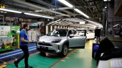 Employees work on the Yaris Cross car assembly line at the Toyota Motor Manufacturing France (TMMF) plant in Onnaing near Valenciennes, France, April 4, 2024. . — Reuters