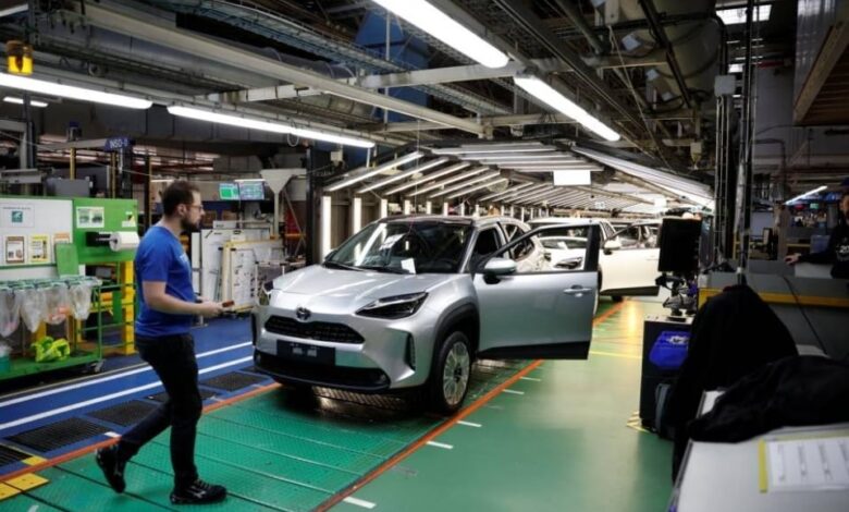 Employees work on the Yaris Cross car assembly line at the Toyota Motor Manufacturing France (TMMF) plant in Onnaing near Valenciennes, France, April 4, 2024. . — Reuters