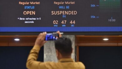 A stockbroker monitors stock prices at the Pakistan Stock Exchange (PSX) in Karachi, Pakistan, April 07, 2025. — INP