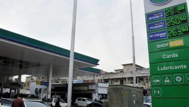 The new fuel price list displayed following the increase in petroleum prices in Islamabad on January 29, 2023. — APP