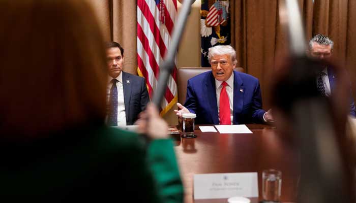 US President Donald Trump attends a cabinet meeting at the White House in Washington, DC, US, April 10, 2025. — Reuters