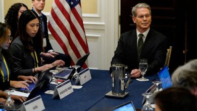 US Treasury Secretary Scott Bessent takes questions from reporters at the Institute of International Finance (IIF) Global Outlook Forum on sidelines of the IMF and World Bank’s 2025 annual Spring Meetings in Washington, DC, US, April 23, 2025. — Reuters