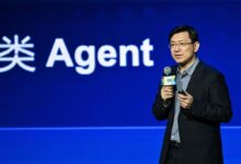 Jiang Daxin, StepFun’s founder and CEO, speaks at a conference in Shanghai in February. Photo: AFP