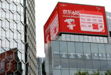 A JD.com advertisement for the 618 shopping festival seen at a shopping mall in Beijing on June 14, 2022. Photo: Reuters