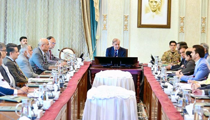 Prime Minister Shehbaz Sharif chairs a review meeting in Islamabad on June 19, 2025. — APP