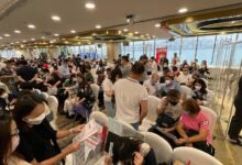 Buyers flock to buy flats on offer at Grand Mayfair in Yuen Long in May 2022. Photo: Handout