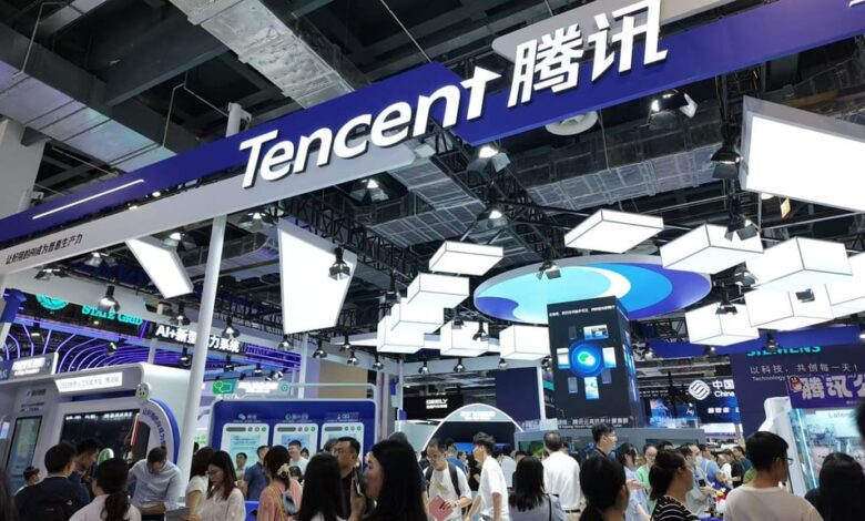 Tencent’s booth at World Artificial Intelligence Conference in Shanghai in July. Photo: Wency Chen