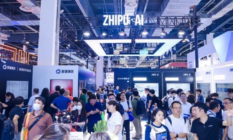 Crowds seen in front of the Zhipu AI booth during the World Artificial Intelligence Conference in Shanghai. Photo: Handout